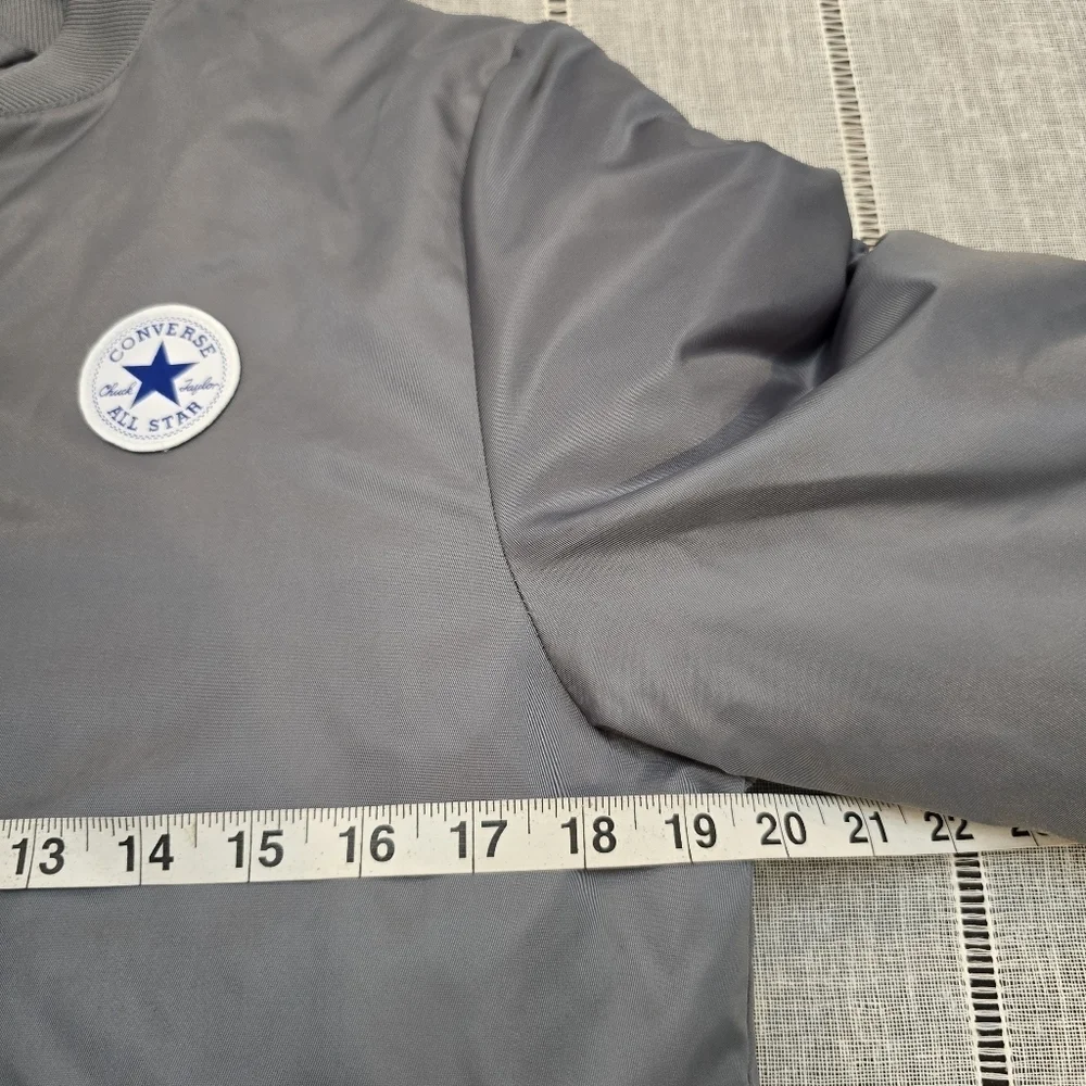 Converse Kids Bomber Jacket Coat Gray Logo and Lining Size Large 12-13 Yr